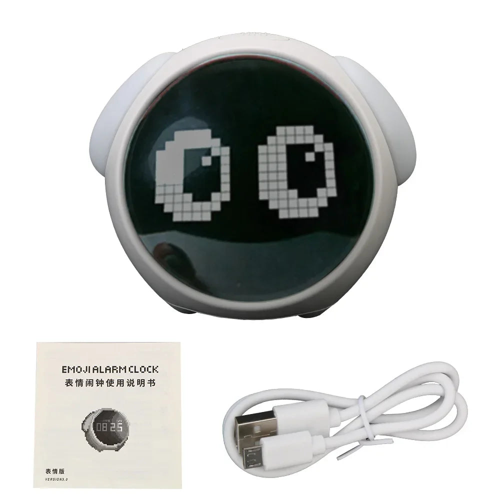 New Night Light Cute Expression Alarm Clock Child Alarm Clock Voice Controlled Light Multifunctional For Home Thermometer