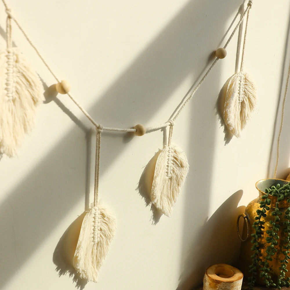 Large Macrame Wall Hanging Boho Leaf Tassels Christmas Decoration Wall Decor Tapestry Home Decorations for Bedroom Living Room