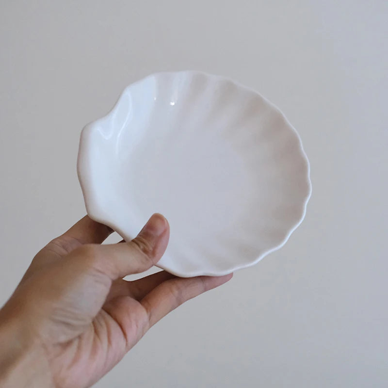 Shell Shaped Jewelry Storage Trays  Trays White Ceramic Plate Storage Dishes Ring Earings Plate Home Decorative Tray Design