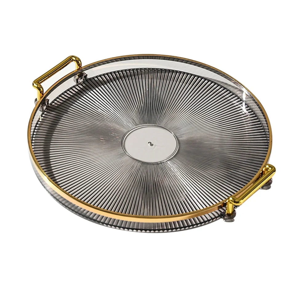 Luxury Storage Tray With Golden Handle Household Tea Dessert Fruit Storage Tray Plate Dinner Plate for Living Room Kitchen