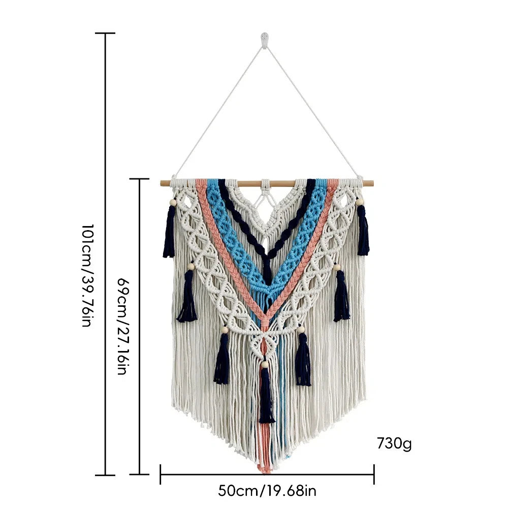 Hand-woven Craft Cotton Macrame Wall Hangings Tapestry Wall Art Home Decor for Living Room Apartment