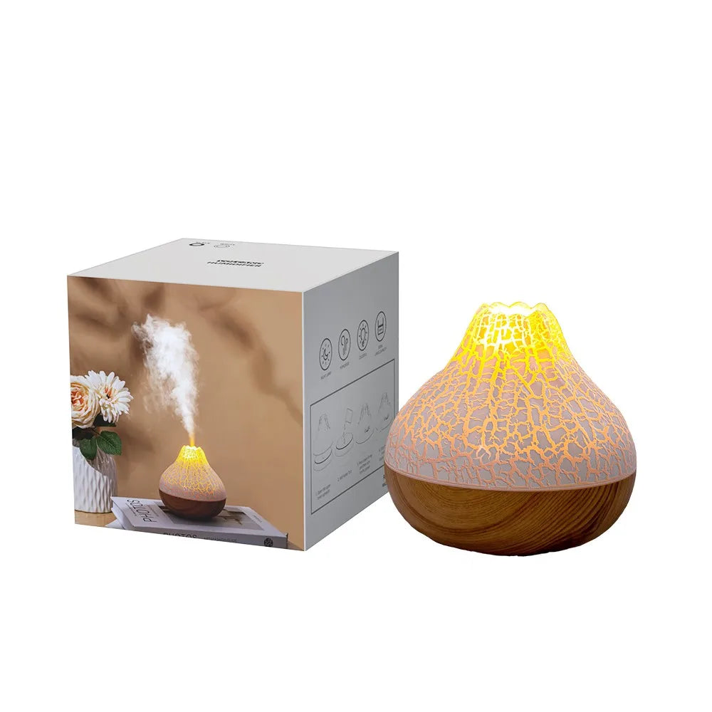 Volcano Air Humidifier 300ml Large Capacity Water Mist Aromatherapy Diffuser USB Desktop Humidifier with 7 Colorful Night Lights