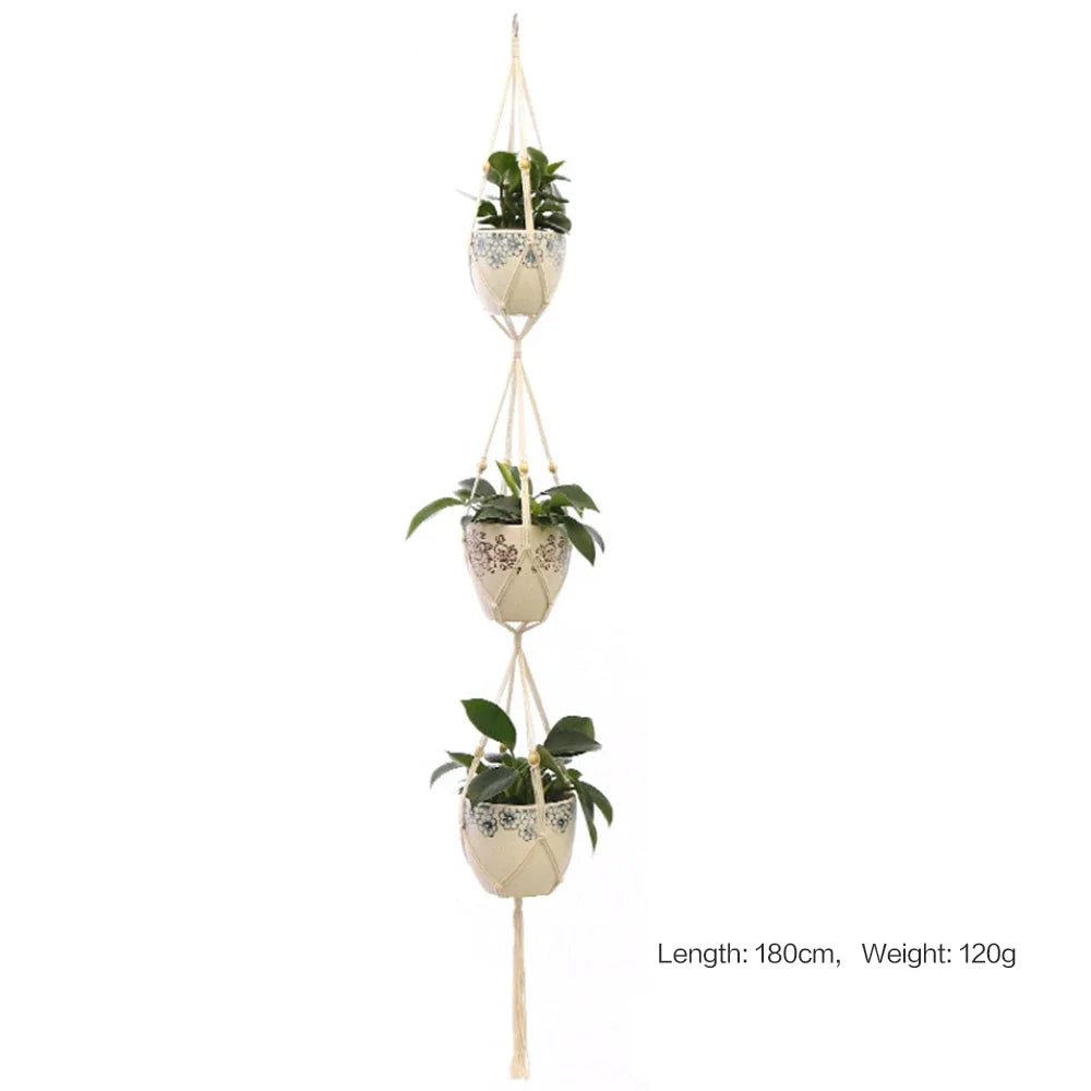 Hanging Plant Handmade Macrame Plant Hanger Flower Pot Planter Hanger Wall Decor Courtyard Garden Hanging Planter Hanging Basket