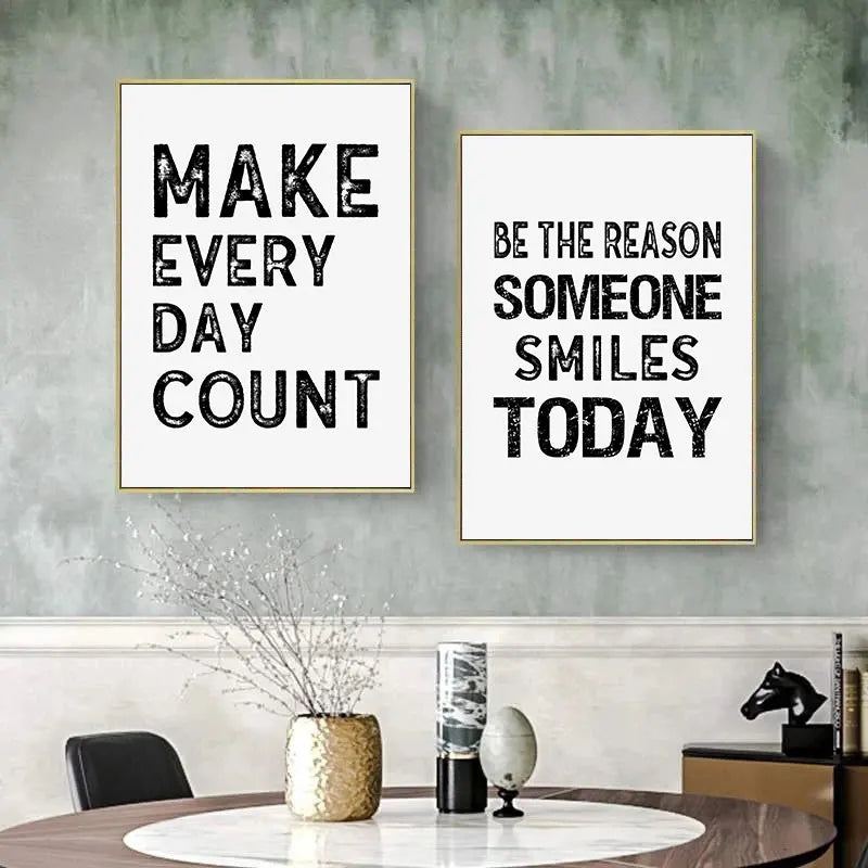 Black White Inspirational Quotes Canvas Art Poster Print Modern Nordic Wall Decorative Picture for Living Room Office Home Decor