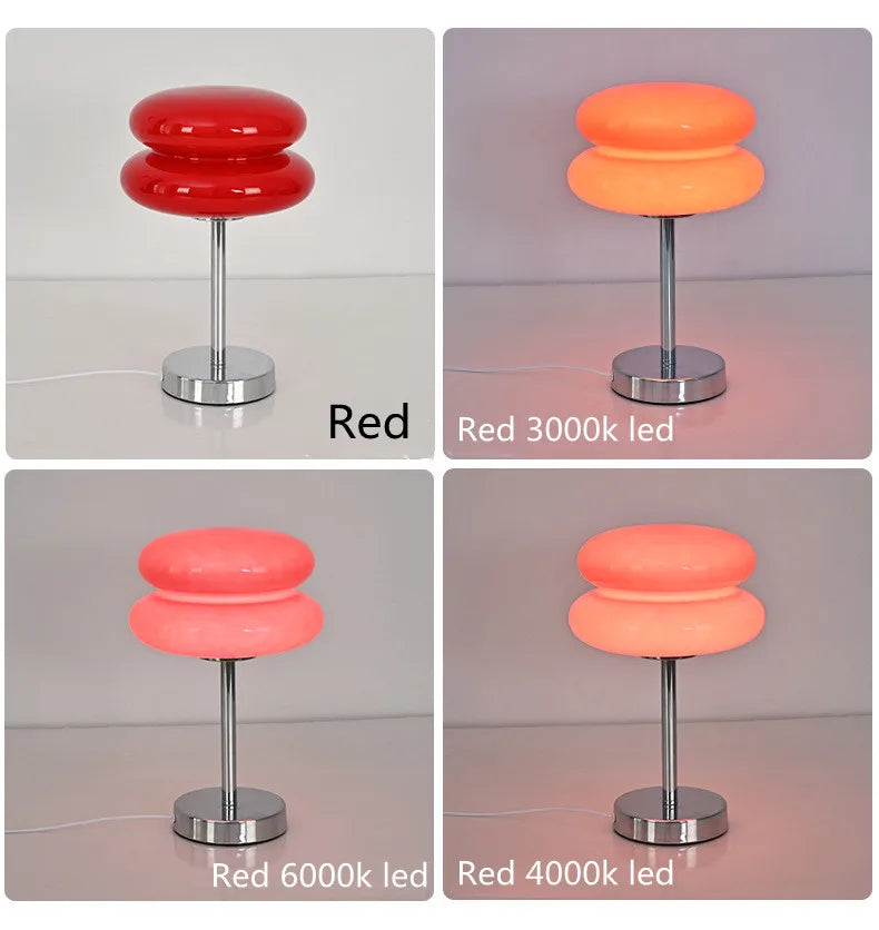 Macaron Glass Table Lamp Trichromatic Dimming Living Room Atmosphere Lamps Eye Protection Night Light Girl Bedroom Bedside Decor