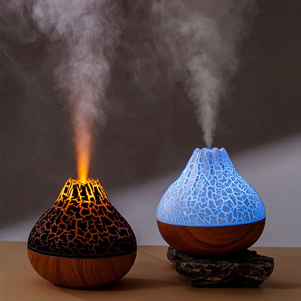 Volcano Air Humidifier 300ml Large Capacity Water Mist Aromatherapy Diffuser USB Desktop Humidifier with 7 Colorful Night Lights