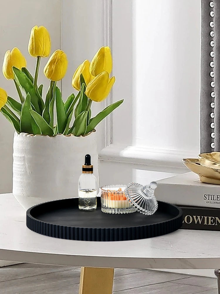 A Silicone Lace Round Decorative Storage Tray, Coffee Table Decorative Storage Tray, Round Tray, Home Decoration Tray, Desktop Decorative Tray, Decorative Tray, Center Decorative Tray