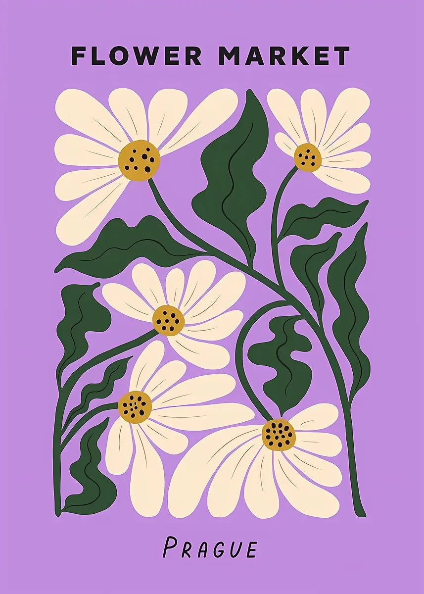 Colorful Retro Flower Market Amsterdam Abstract Poster Boho Flower Shop Sign Prints Canvas Painting Wall Picture Home Room Decor
