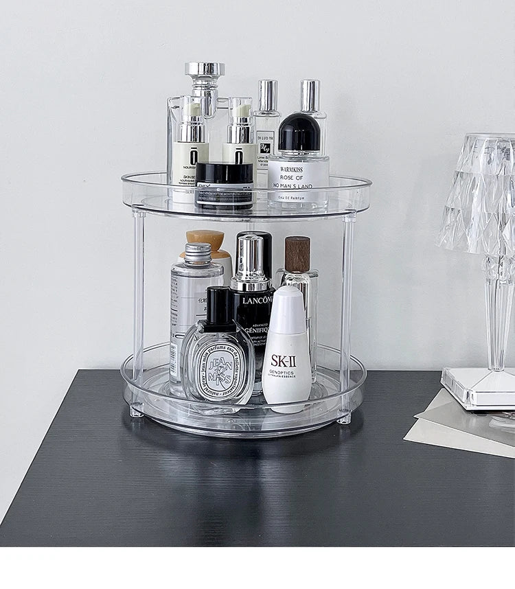 360° Rotatable Desktop Cosmetic Rack Bathroom Shelf Large-capacity Perfume Aromatherapy Skin Care Product Storage Rack Organizer