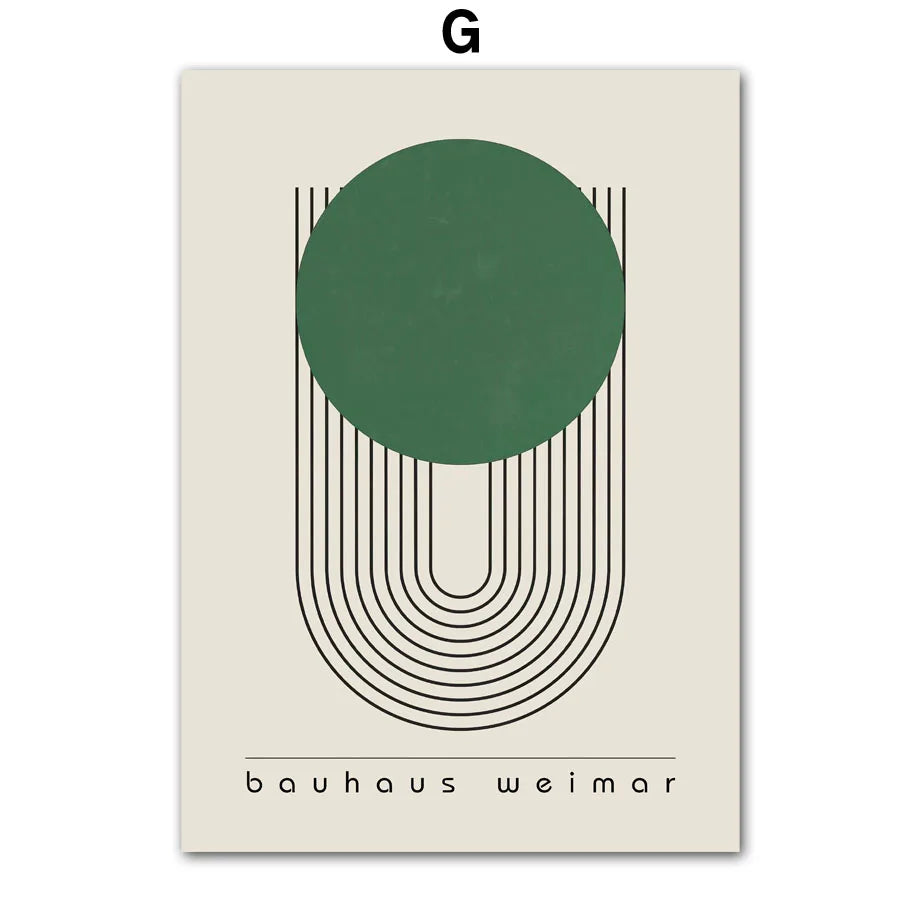 Bauhaus Green Color Block Lines Modern Minimalist Wall Art Posters Prints Canvas Painting Abstract Pictures Living Room Decor