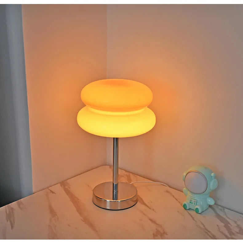 Macaron Glass Table Lamp Trichromatic Dimming Living Room Atmosphere Lamps Eye Protection Night Light Girl Bedroom Bedside Decor