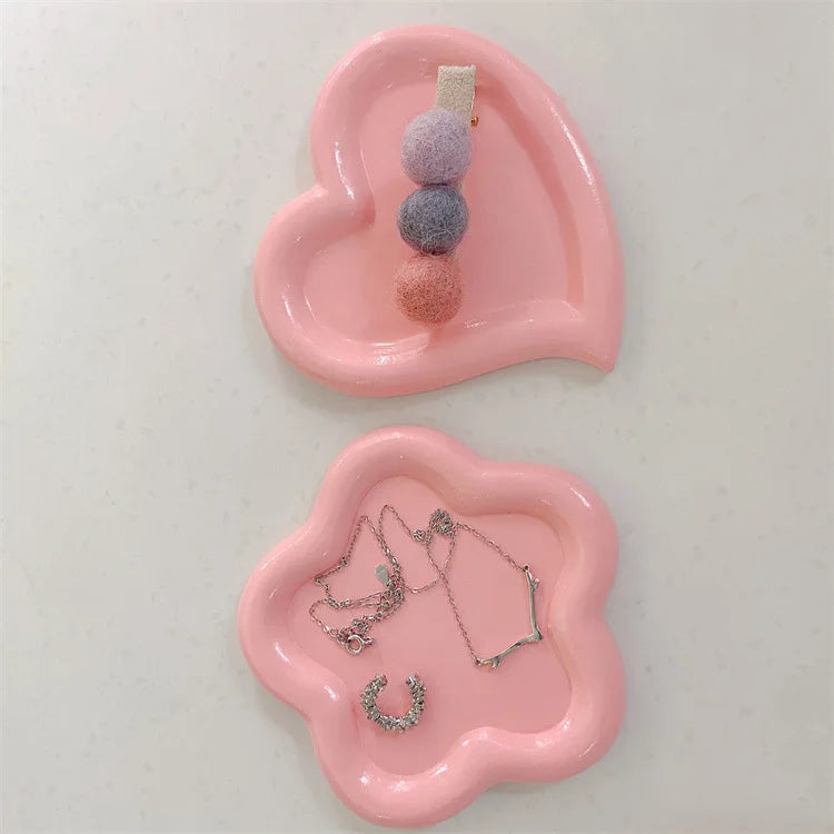 Creative Resin Trays Home Decor Jewelry Dish Heart Cloud Shape Storage Plate Organizer Watch Keys Holder Earrings Necklace Bowls