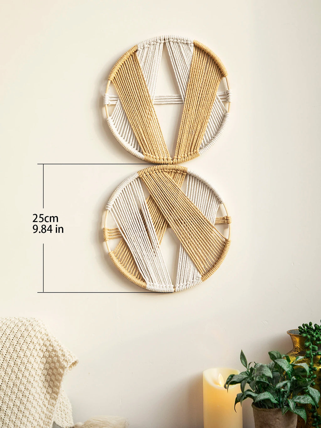 2 Pcs Macrame Wall Hanging Macrame Dream Catcher with Bamboo Boho Wall Decor Aesthetic Home Decorations Bedroom Living Room Gift