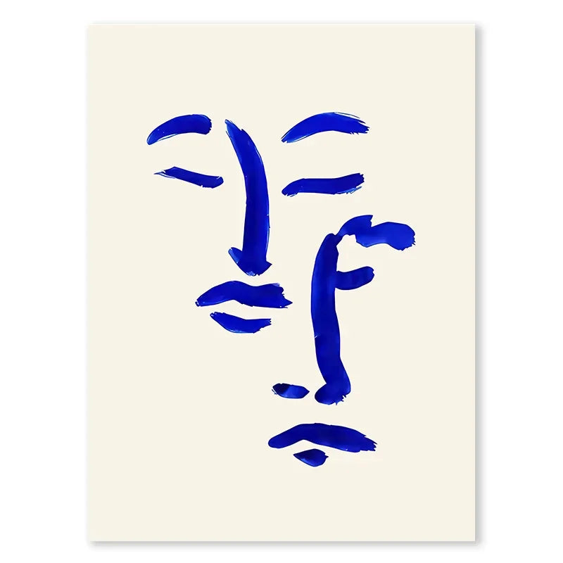 Abstract Line Face, Curve Striped Girl, Vase, Bird Canvas Painting Poster  for Home Decor  Living Room Wall Art for Bed Room