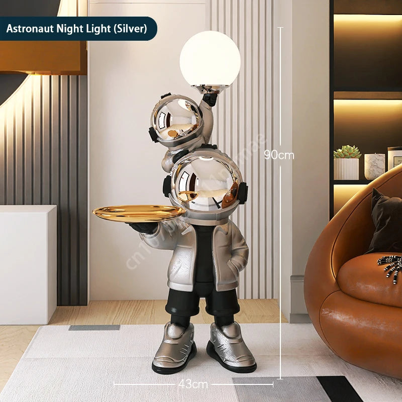 76cm Creative Astronaut Tray Storage Landing Ornament Moon Light Balloon Statue Resin Living Room Bedroom Home Decoration Gift
