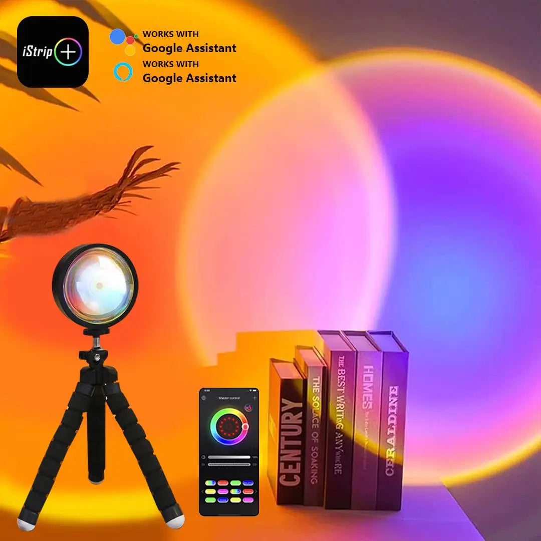APP Remote Control 360 Degree Rotation Sunlight Lamp Projector with 16 color 4 Modes Rainbow Sunset Light