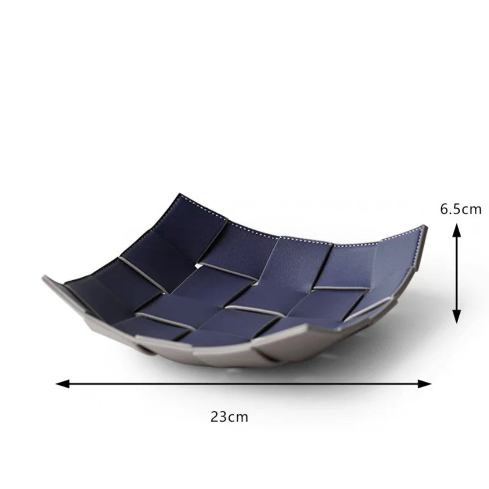 1 Piece Leather Storage Tray Home Appliances Tray Leather Living Room Desktop Woven Storage Tray Trays Decorative  Jewelry Dish