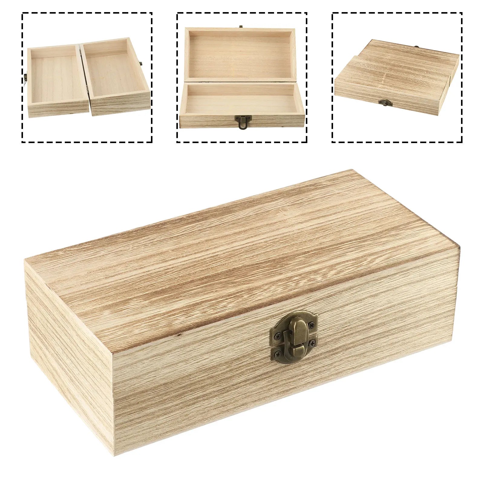 20*10*6 Cm Rectangular Durable Wooden Storage Box Retro Jewelry Box Gift Box Desktop Organizer Clamshell Container