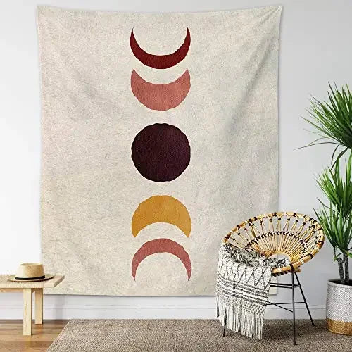 Vintage Sun and Moon Tapestry Retro 70s Rainbow Sunrise Sunset Abstract Boho Wall Hanging Hippie Meditation Bohemian Decor Tapiz