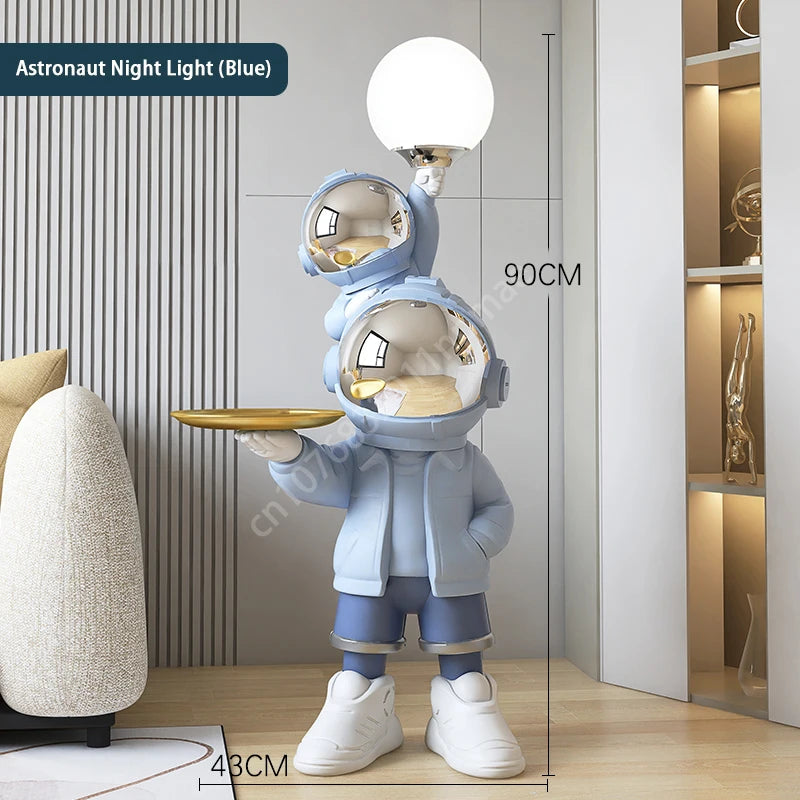 76cm Creative Astronaut Tray Storage Landing Ornament Moon Light Balloon Statue Resin Living Room Bedroom Home Decoration Gift