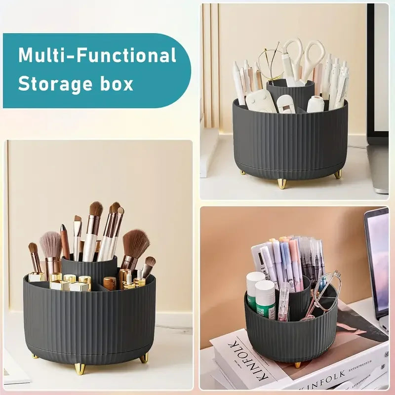 360 Rotating Makeup Holder Desktop Cosmetic Storage Box Organizer Large Capacity For Portable Lipstick Makeup Brush Pen Holder