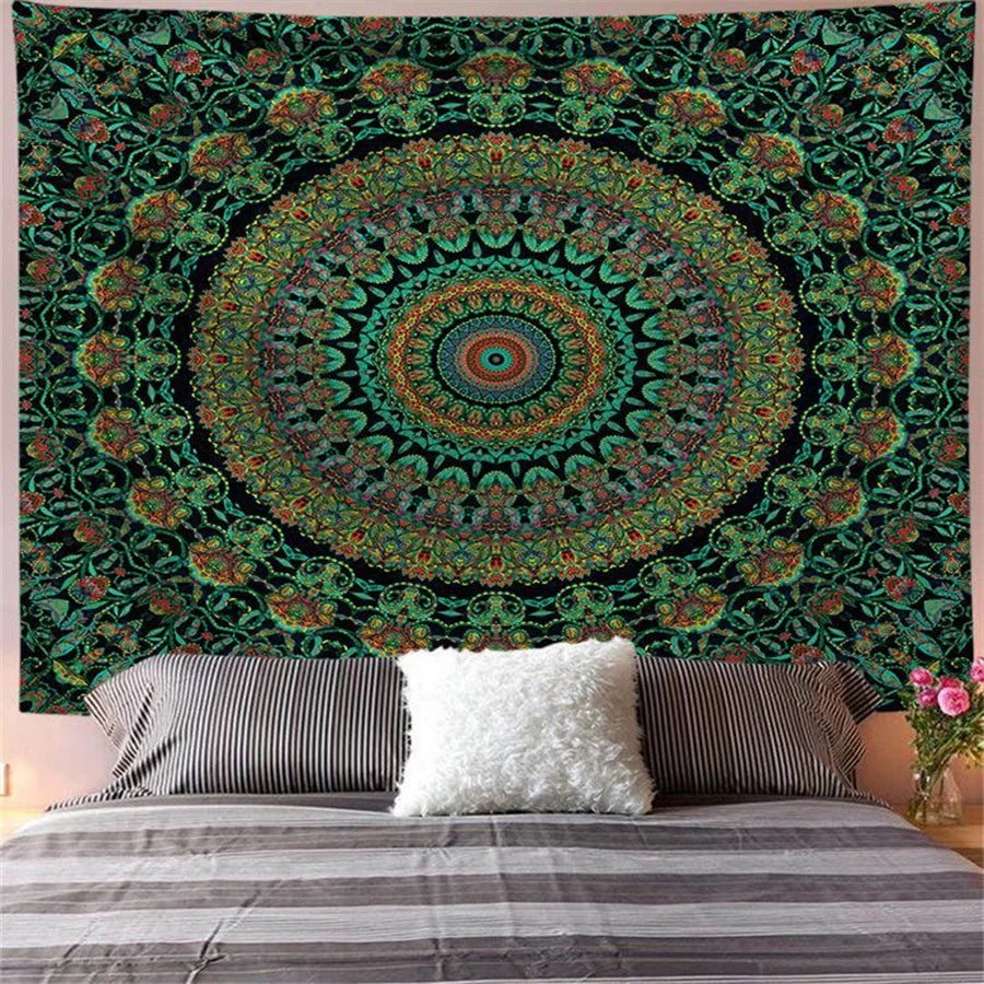 Indian Mandala Wall Hanging Tapestry Boho Wall Cloth Tapestries Decor Psychedelic Hippie Bohemia Wall Carpet Bedroom Decoration