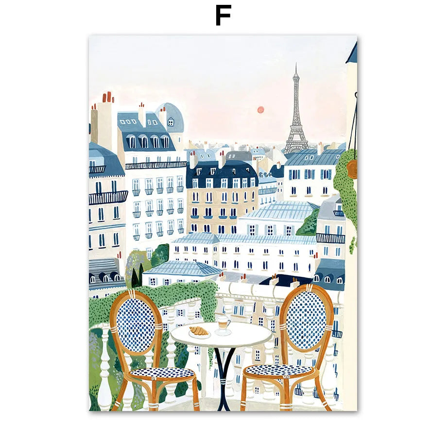 Abstract Landscape City Travel Print Fruit Illustration Poster Wall Art Canvas Painting Wall Pictures For Living Room Home Decor