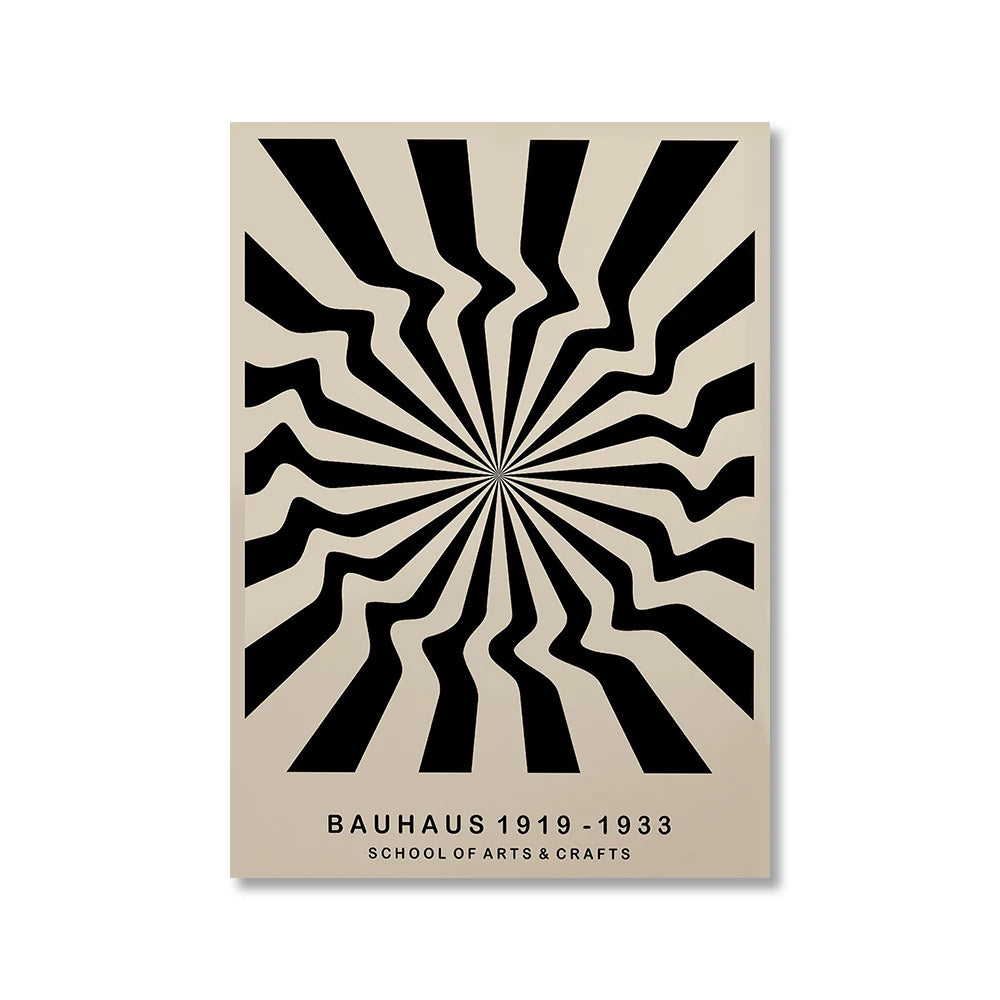 Abstract Bauhaus Style Geometric Wall Art Posters Prints Picture Vintage Black Beige Line Canvas Paintings For Modern Home Decor