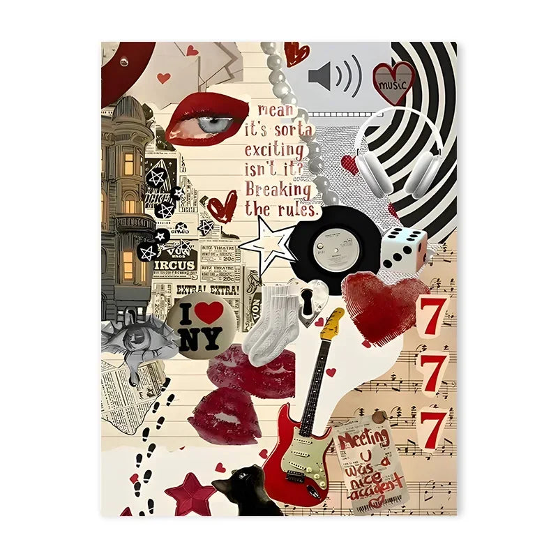 Downtown Girl Aesthetic Print Posters Y2K Rock Style Canvas Painting Abstract Living Room Bedroom Retro Music Wall Art Decor