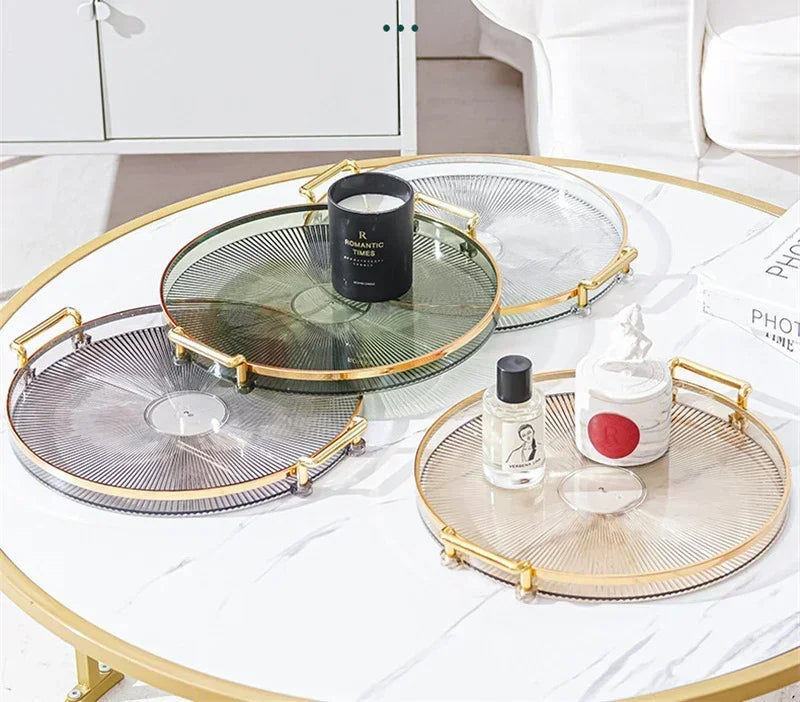 1PC Round Storage Tray Home Living Room Coffee Table Tea Cup Storage Plate Acrylic Tray Aromatherapy Organizer Tray Home Decor