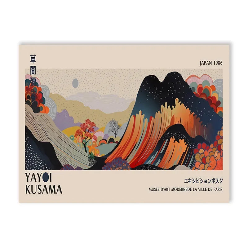 Abstract Yayoi Kusama Flower Exhibition Art Poster Vintage Japanese Print Canvas Painting Modern Room Large Size Wall Home Decor
