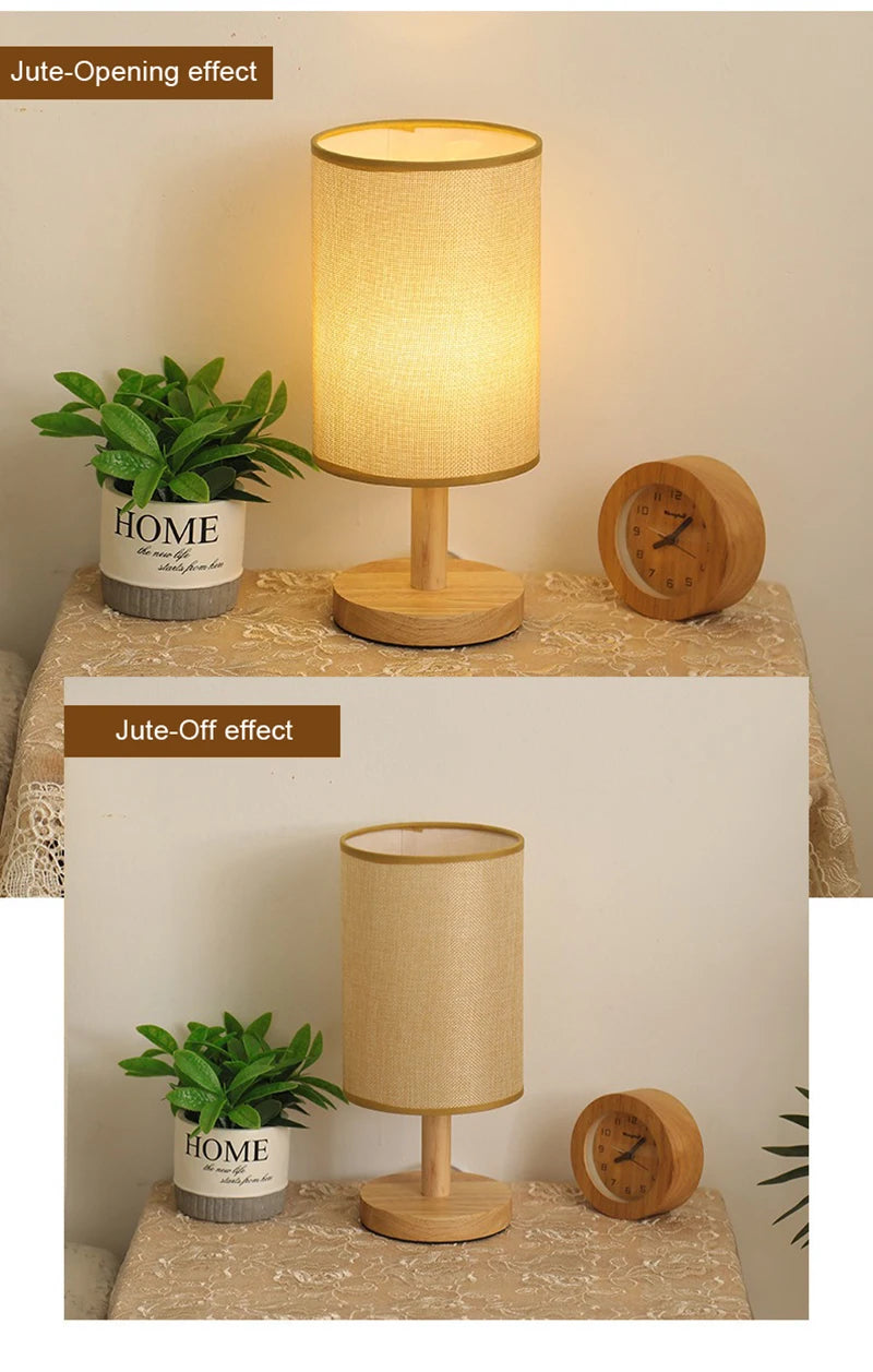 LED Table Lamps Simple Chinese Style Decoration Lamp Dimmable USB Plug Night Light Fabric Lampshade Bedroom Bedside Lighting