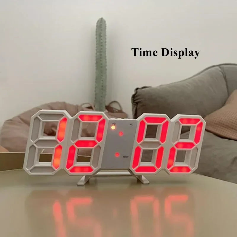 LED Clock Bedroom Home for You Adjustable Digital Wall Clock Hair Accessories Living Room Night Light Mode 3D Decor Decorate
