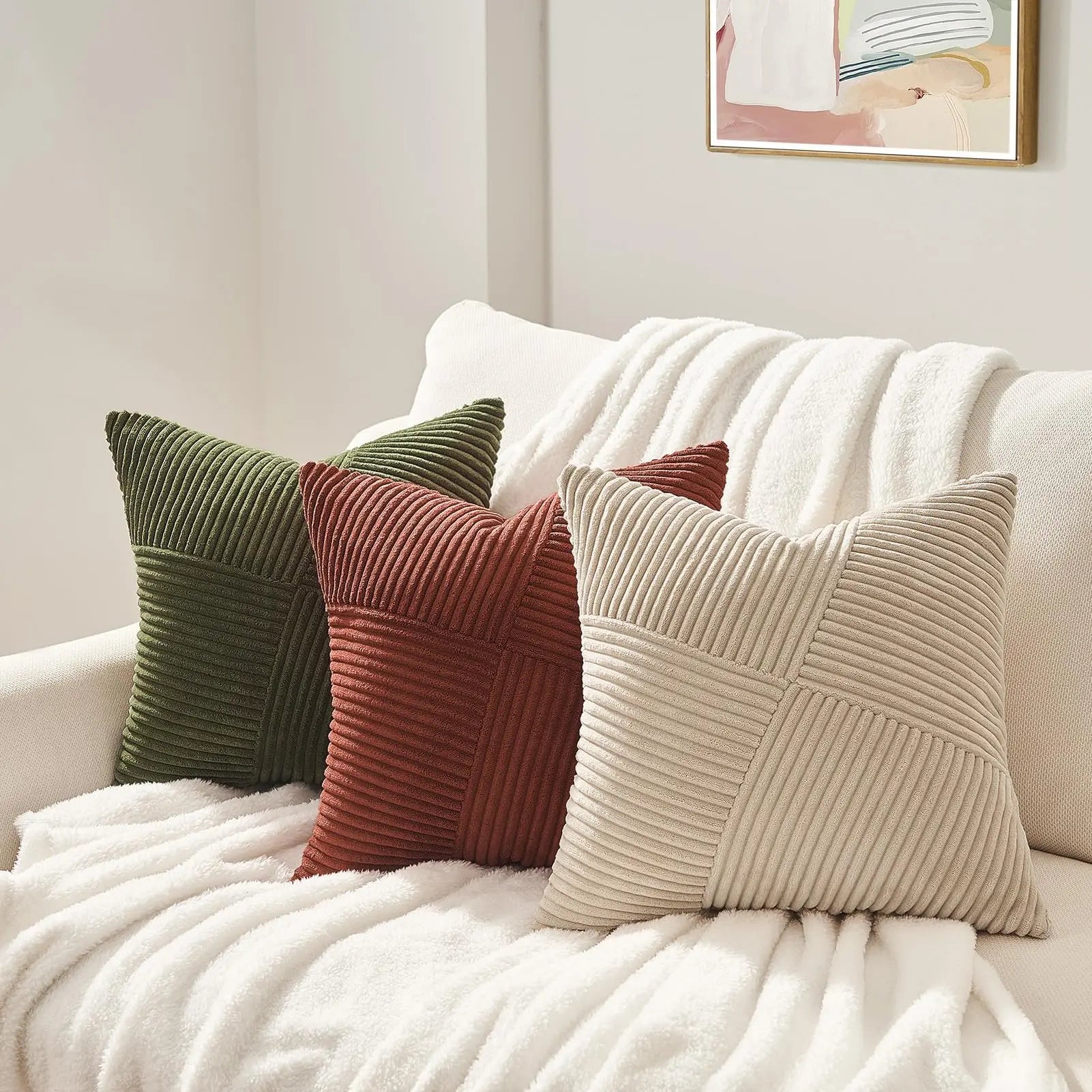 2025 New Spring Decorative Throw Pillow Covers Corduroy Boho Windmill Textured Cushion Cover 45x45CM Pillowcases Home Decor
