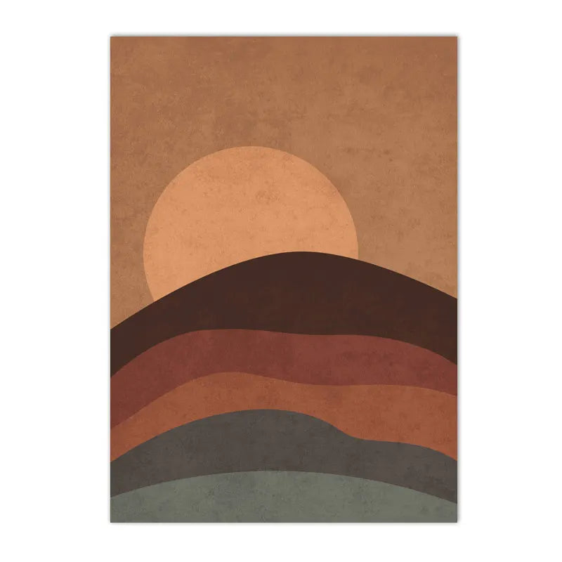 Mid Century Modern Orange Terracotta Boho Posters Wall Art Print Pictures Sun Canvas Painting Vintage Wall Poster Bedroom Decor