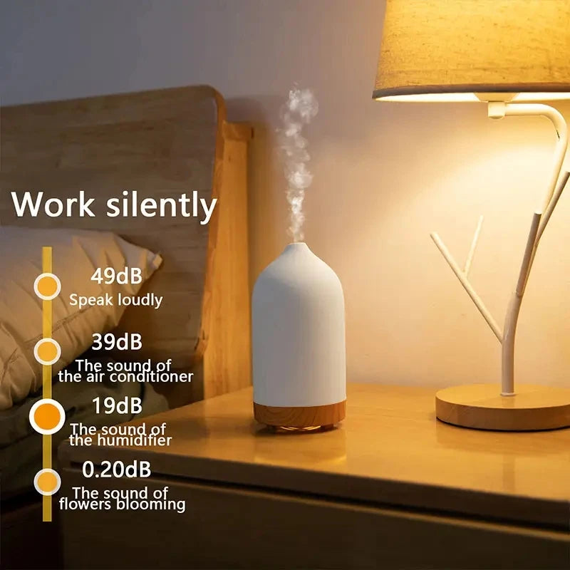 Ceramic Air Humidifier Aroma Diffuser Aromatherapy Cool Mist Ultrasonic Essential Oil  Diffuser With 7 LED Humidifier