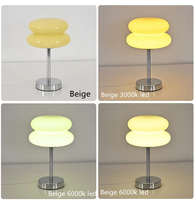 Macaron Glass Table Lamp Trichromatic Dimming Living Room Atmosphere Lamps Eye Protection Night Light Girl Bedroom Bedside Decor