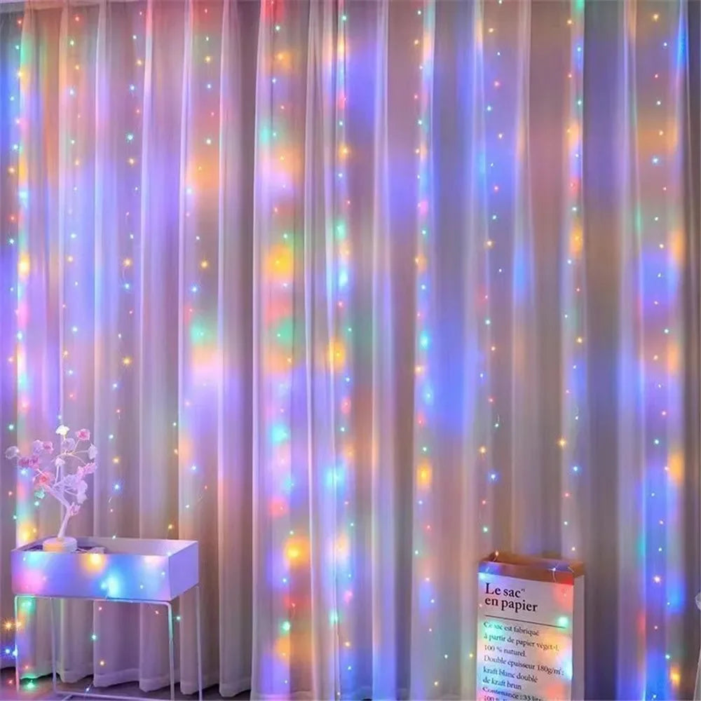LED Curtain Lights USB Powered with Remote Control Holiday Christmas Decorations for Home Wedding Birthday Bedroom Party Lights