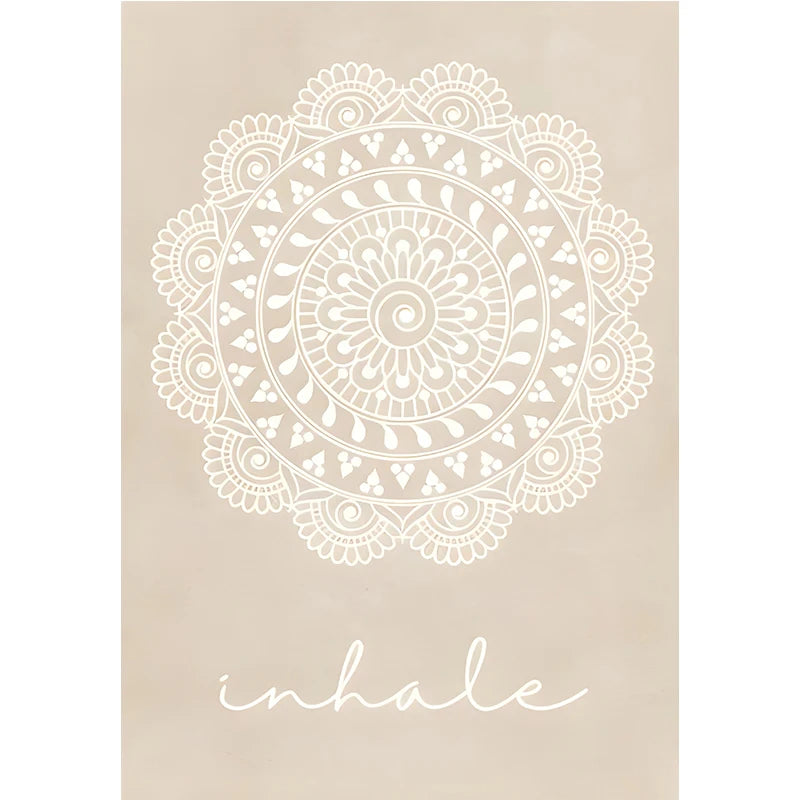 Abstract Mandala Wall Art Yoga Beige Bohemia Prints Inhale Exhale Canvas Painting Posters Line Flower Pictures Living Room Decor