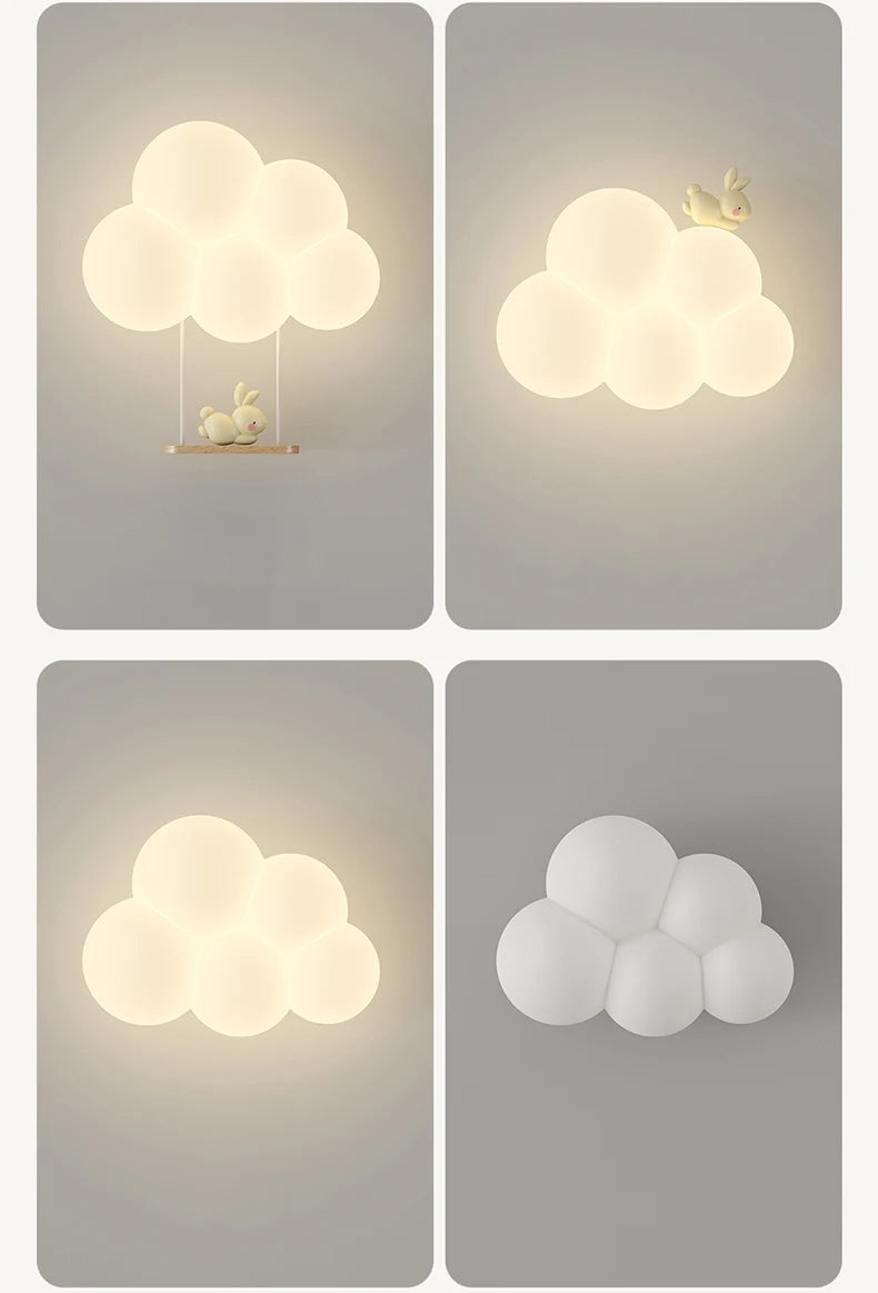 Monkey Light Cartoon Animal Wall Lamp White Cloud Sconce Nursery Room Night Light Children's Bedroom Bedside Lamp Eye Protection