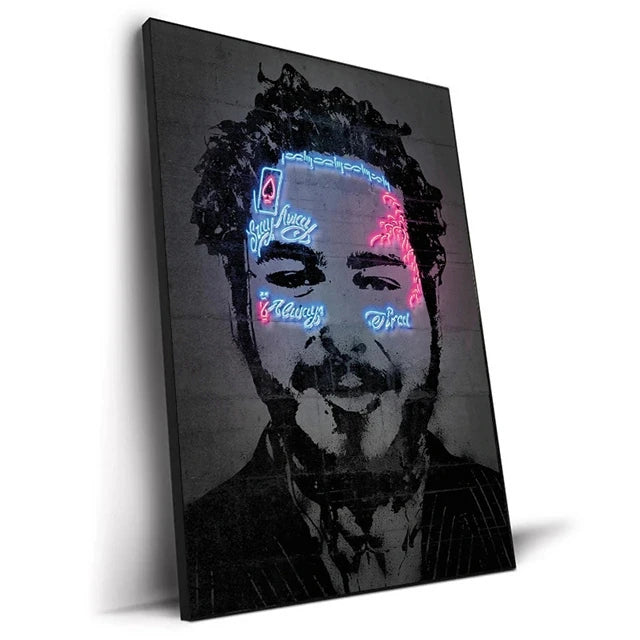 Canvas Print Art Poster Abstract Neon Design Rapper Star Canvas Paintings 2PAC Hip Hop Singers Poster Wall Art Bar Home Decor