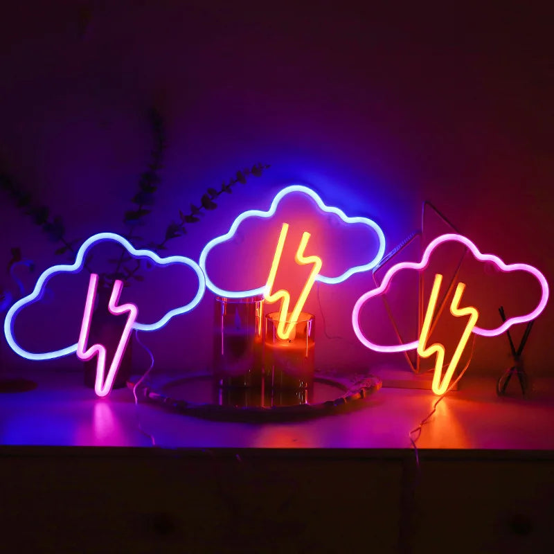 Cloud Lightning LED Neon Sign Night Light Battery/USB Operated for Children's Room Party Home Bar Lamp Gift Decoration
