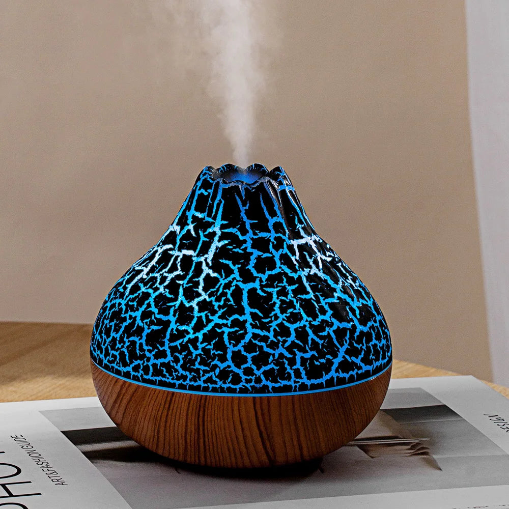 Volcano Air Humidifier 300ml Large Capacity Water Mist Aromatherapy Diffuser USB Desktop Humidifier with 7 Colorful Night Lights