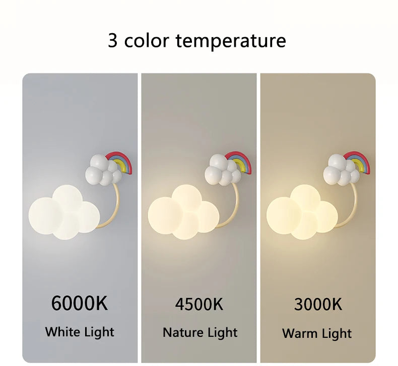 Cartoon Airplane Wall Lights PE Lampshade Star Rainbow Kite Hot air balloon Cloud Night Light Children Bedroom Bedside Wall Lamp