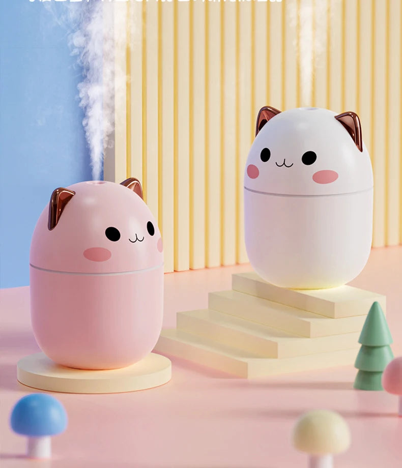 Portable 200ml Air Humidifier Cute Kawaii Aroma Diffuser With Night Light Cool Mist For Bedroom Home Car Purifier Humificador