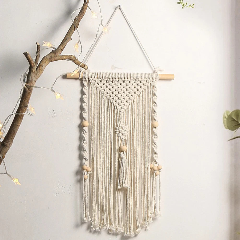 Macrame Woven Tapestry Bohemian Wall Hanging Tassel Fringe Tapestry Handmade Hanging Tassels Blanket for Bedroom Baby Nursery