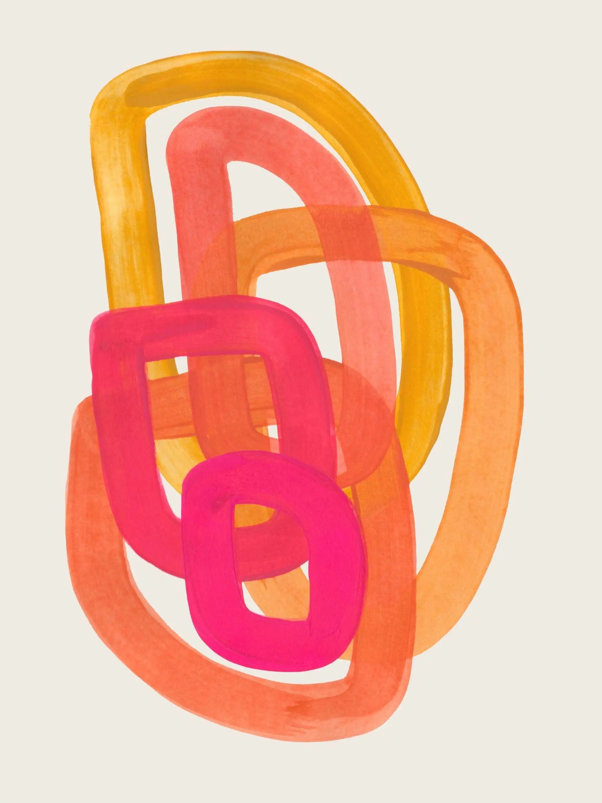 Modern Abstract Mid Century Watercolor Brush Strokes Poster Orange Canvas Print Painting Wall Art Picture Living Room Home Decor
