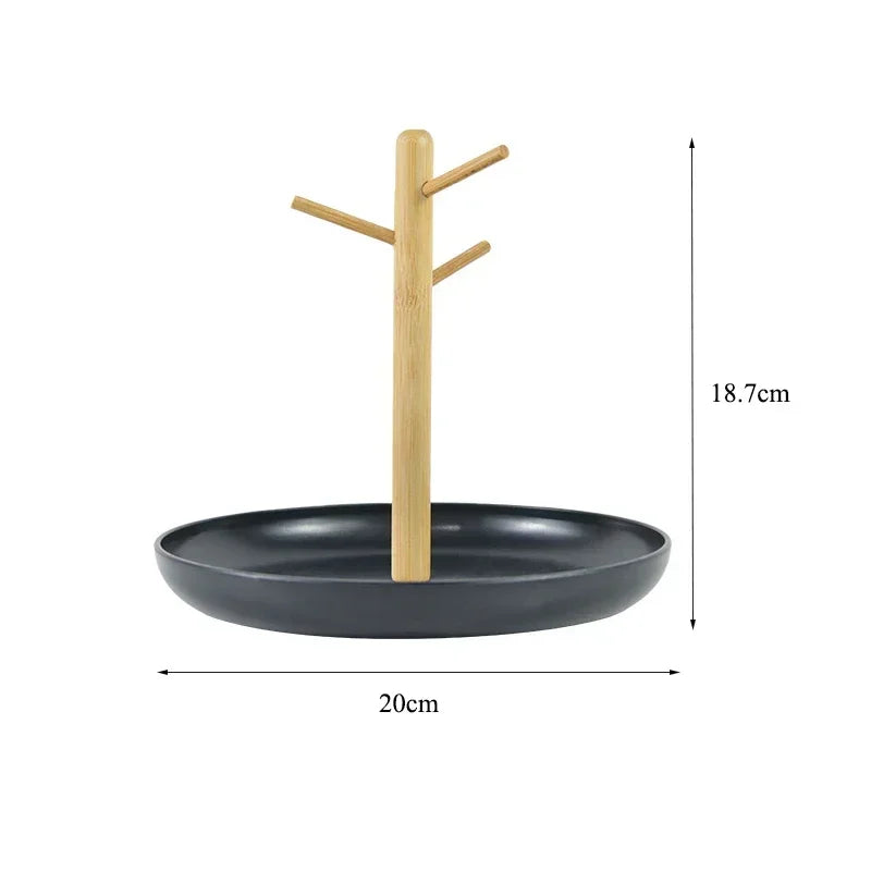 2024 New Nordic Bamboo Tree Branch Storage Tray Living Room Desktop Key Hanger Jewelry Display Frame