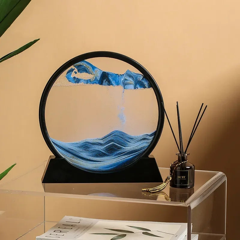 12 Inch 3D Deep Sea Sandscape Creative Hourglass Sand Clock Moving Sand Art Picture Round Glass Quicksand Painting Home Decor