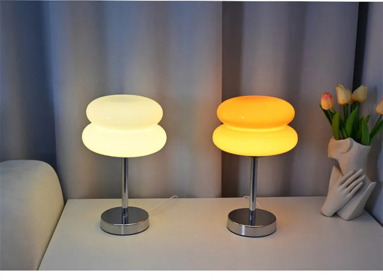 Macaron Glass Table Lamp Trichromatic Dimming Living Room Atmosphere Lamps Eye Protection Night Light Girl Bedroom Bedside Decor